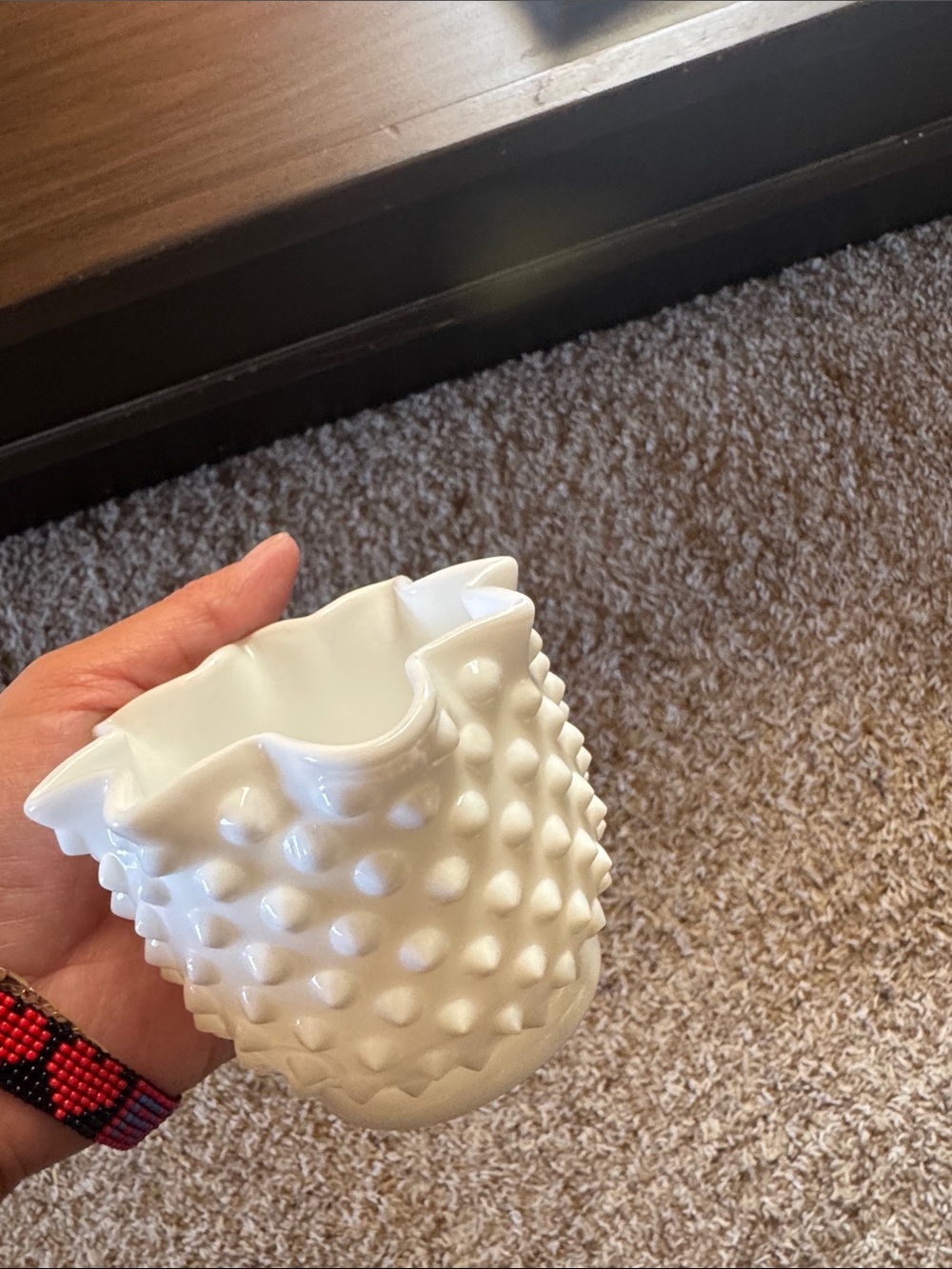 Vintage White Hobnail Milk Glass Vase and Mugs Set - Elegant Home Accents - Picture 14 of 14